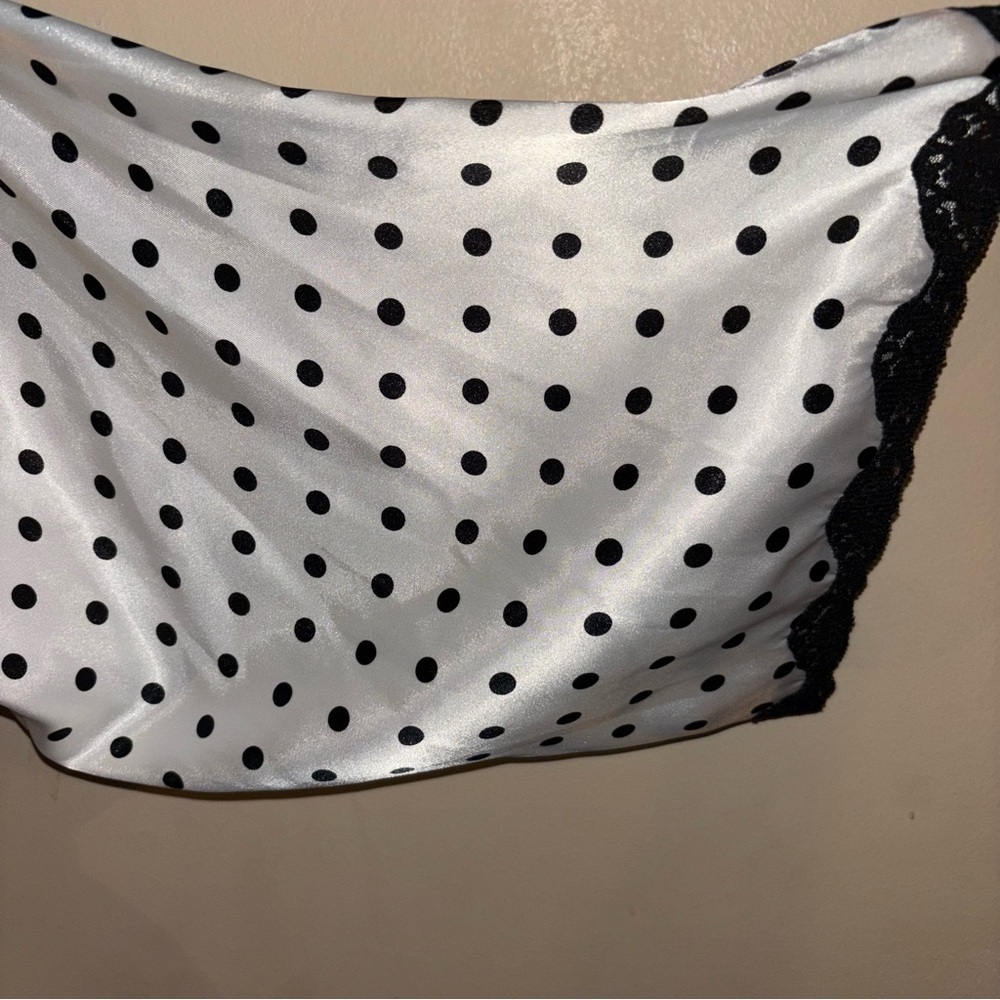 Vintage Sophia by Delicates Robe Kimono Short Black and White Polka Dot Robe L - Picture 2 of 7